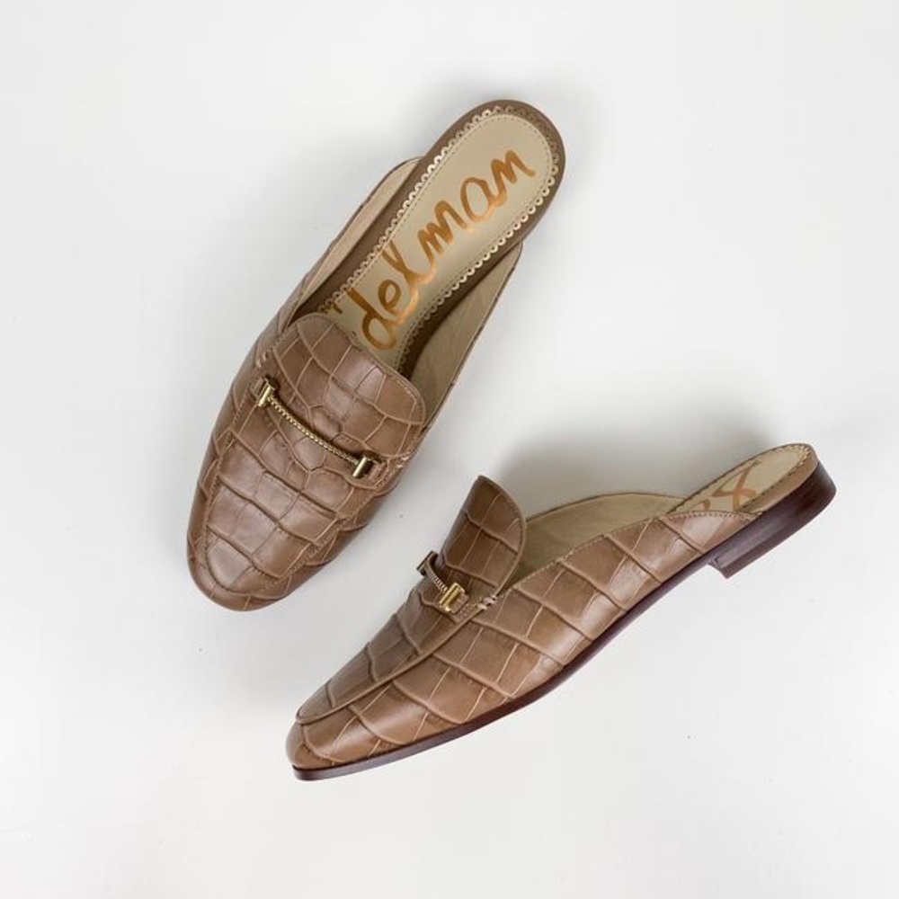 Sam Edelman brown Laurna croc texture leather mules/slider size 9.5